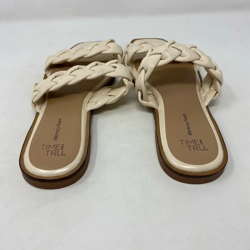 Time and Tru Braided Two Band Sandals Womens SIze 8
